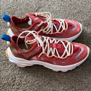 Sorel Red Athletic Sneakers with White Soles and Blue Heel Tabs